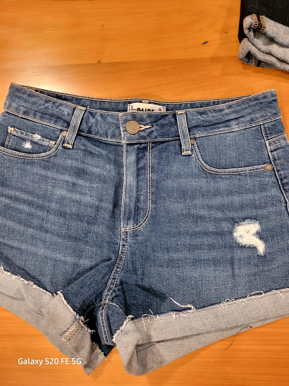 Paige Distressed Blue Denim Cutoff Shorts